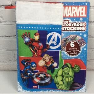 Marvel “My Storybook Christmas Stocking” w/6 Book Set Avengers~Spiderman~Hulk